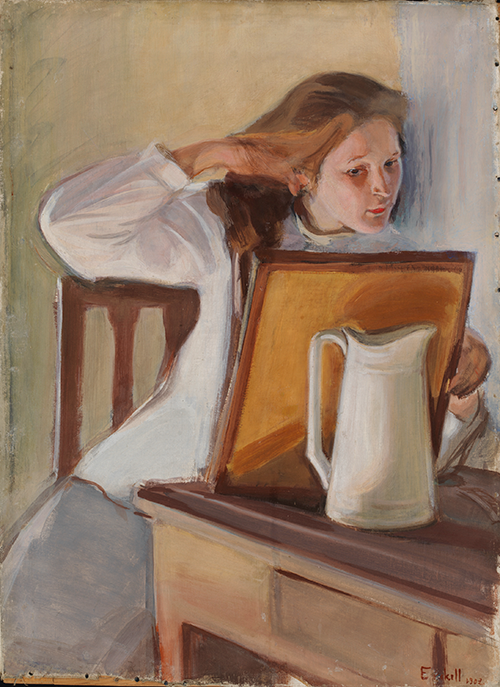 Magnus Enckell Hiuksiansa suoriva tyttö -maalaus