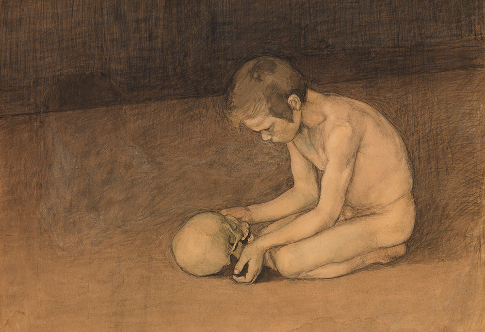 Magnus Enckell Poika ja pääkallo -maalaus